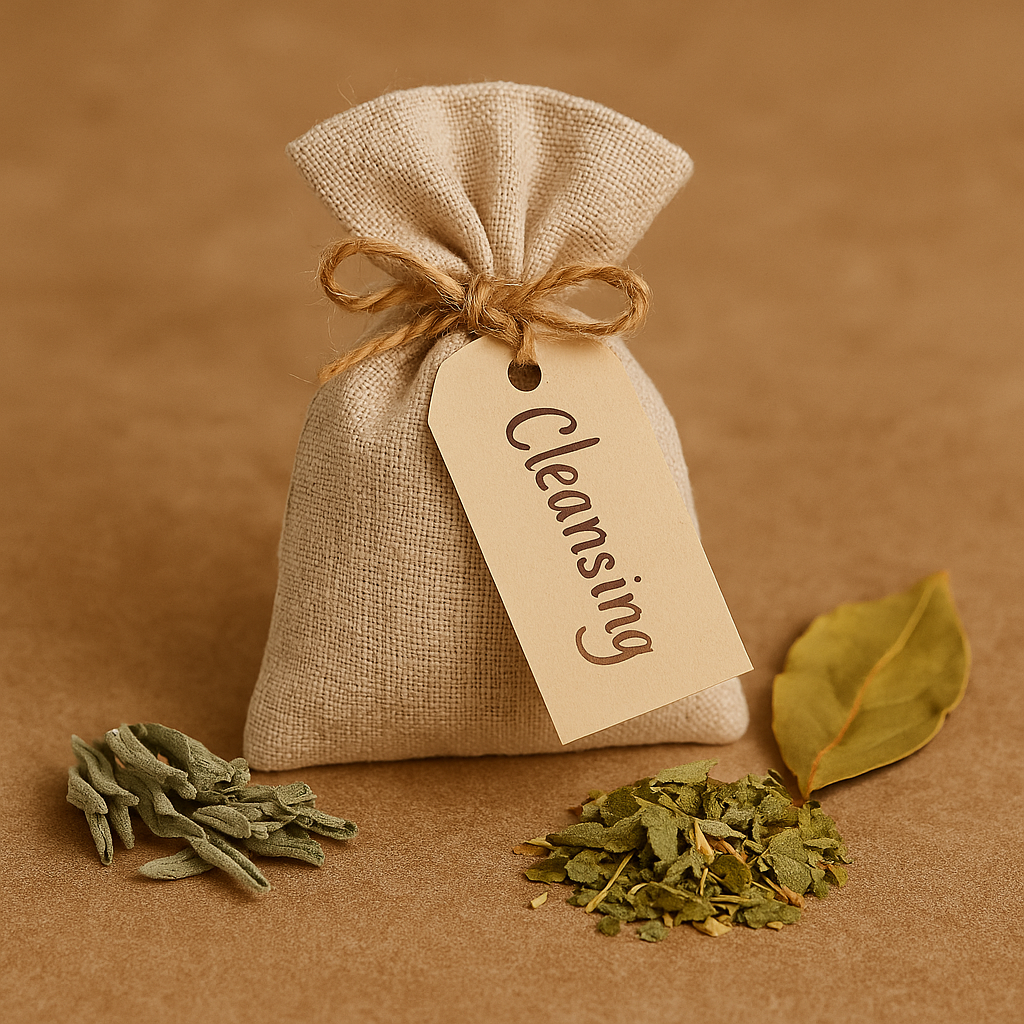 Cleansing sachet με βότανα καθαρμού σε φυσικό ύφασμα