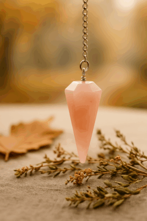 Εκκρεμές Ροζ Χαλαζία με ασημένια αλυσίδα