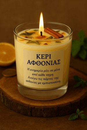 Χειροποίητο κερί αφθονίας σε γυάλινο ποτήρι