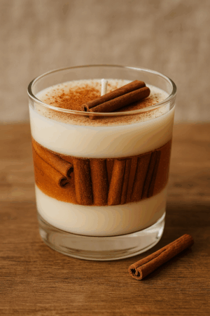 Κερί σε γυάλινο ποτήρι με στρώσεις σόγιας και ζελέ