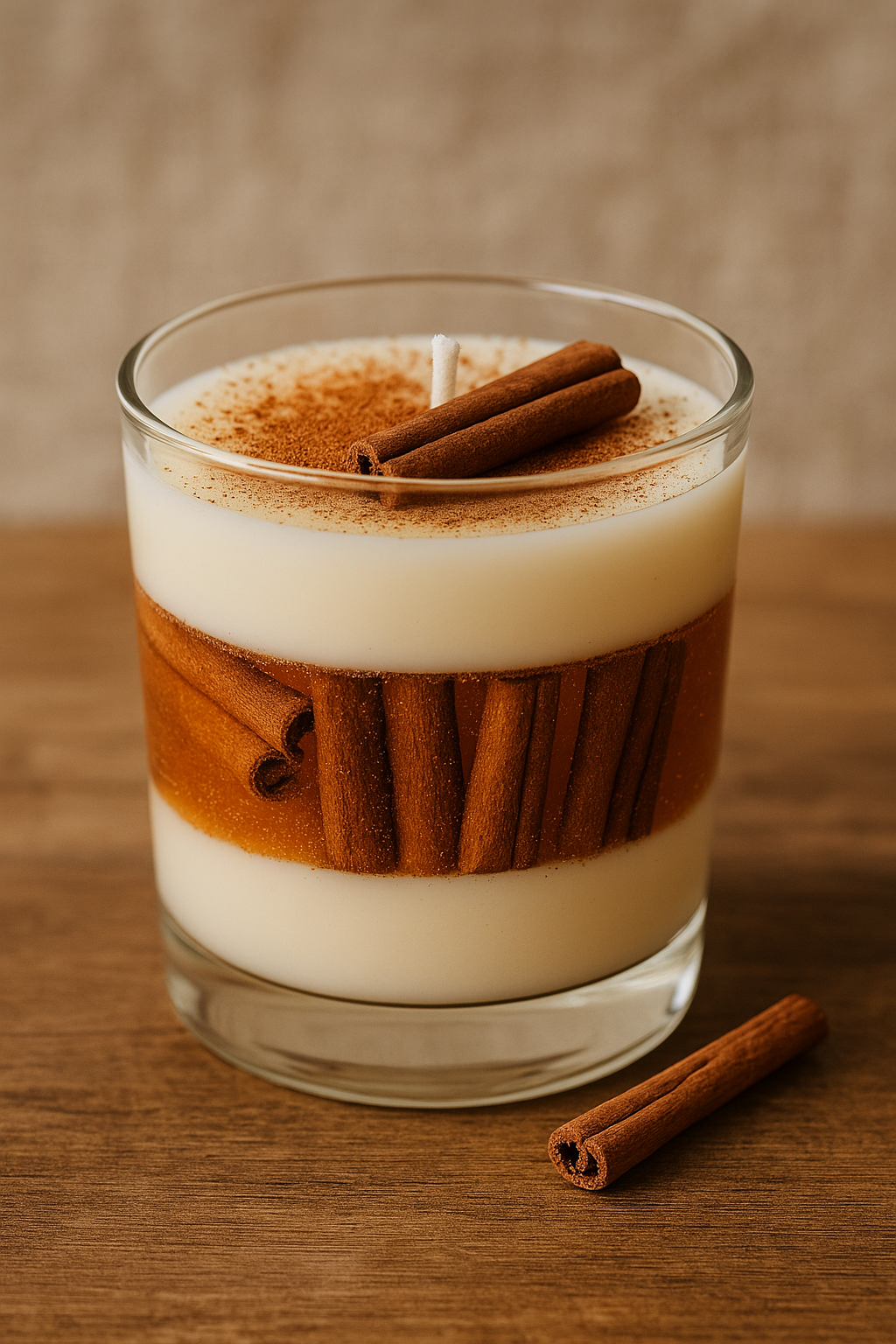 Κερί σε γυάλινο ποτήρι με στρώσεις σόγιας και ζελέ