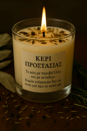 Χειροποίητο κερί προστασίας σε γυάλινο ποτήρι