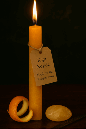 Κερί Χαράς – Κίτρινο ή πορτοκαλί κερί με κιτρίνη και πορτοκάλι