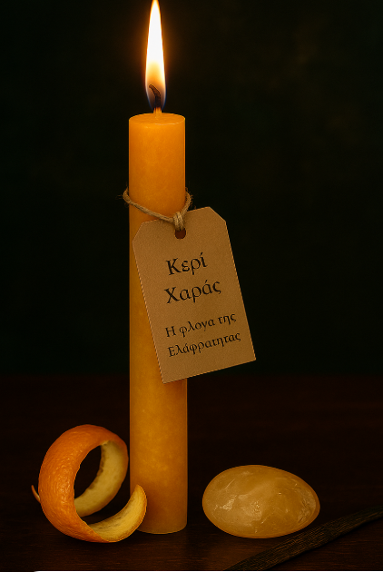 Κερί Χαράς – Κίτρινο ή πορτοκαλί κερί με κιτρίνη και πορτοκάλι