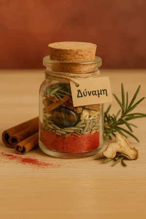 Μπουκαλάκι Ευχής "Δύναμη" με τίγρης μάτι