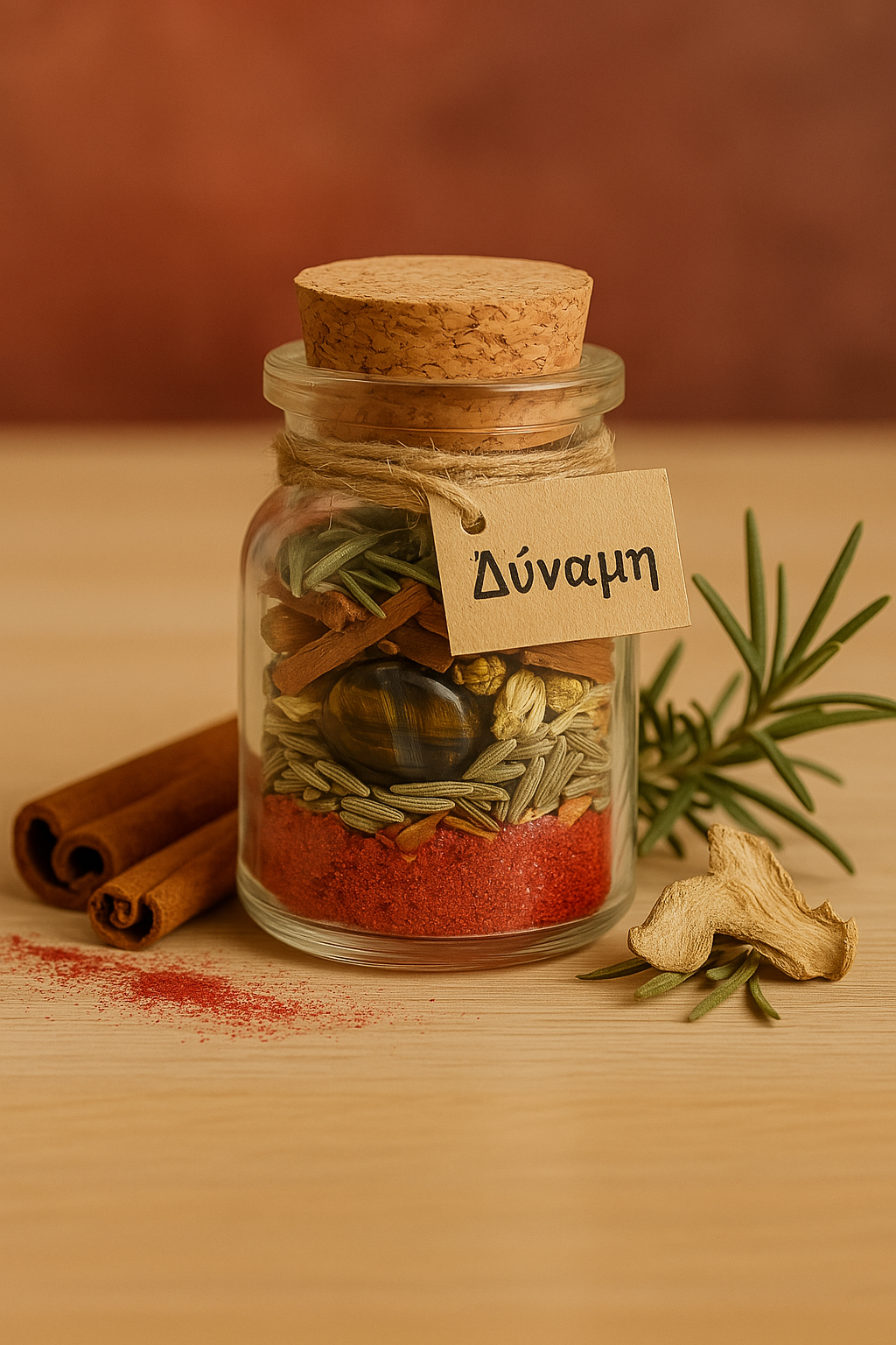 Μπουκαλάκι Ευχής "Δύναμη" με τίγρης μάτι