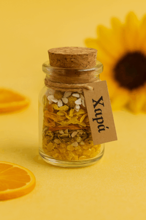 Μπουκαλάκι Ευχής "Χαρά" με κιτρίνη