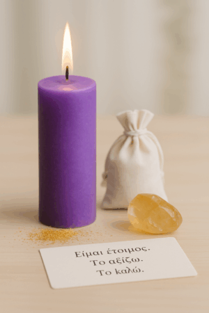 Σετ εκδήλωσης επιθυμίας με μοβ κερί