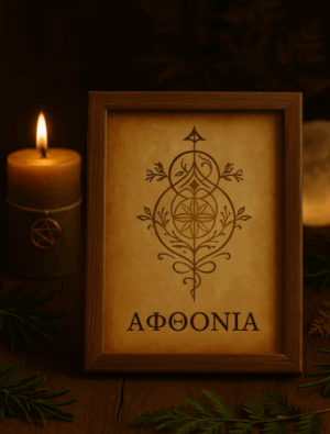 Σφραγίδα επιθυμίας “Αφθονία” σε κορνίζα – μυστικιστικό σύμβολο για οικονομική ροή και πνευματική πληρότητα