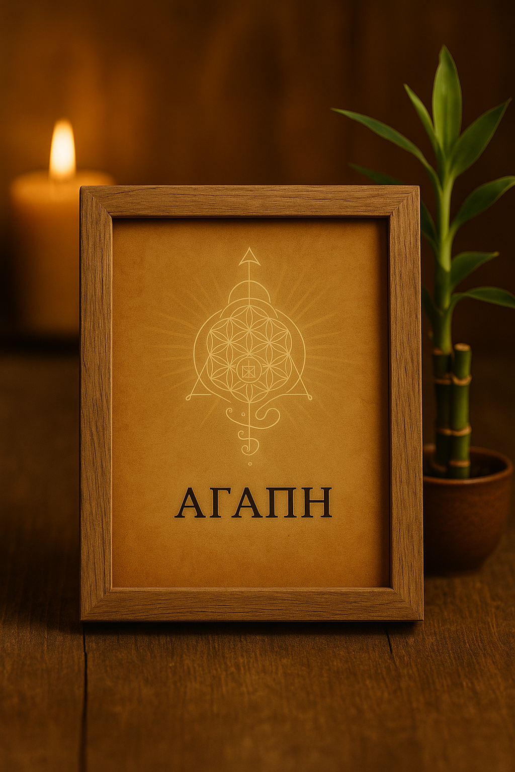 Σφραγίδα επιθυμίας “Αγάπη” σε περγαμηνή και κορνίζα – μυστικιστικό σύμβολο για καρδιά