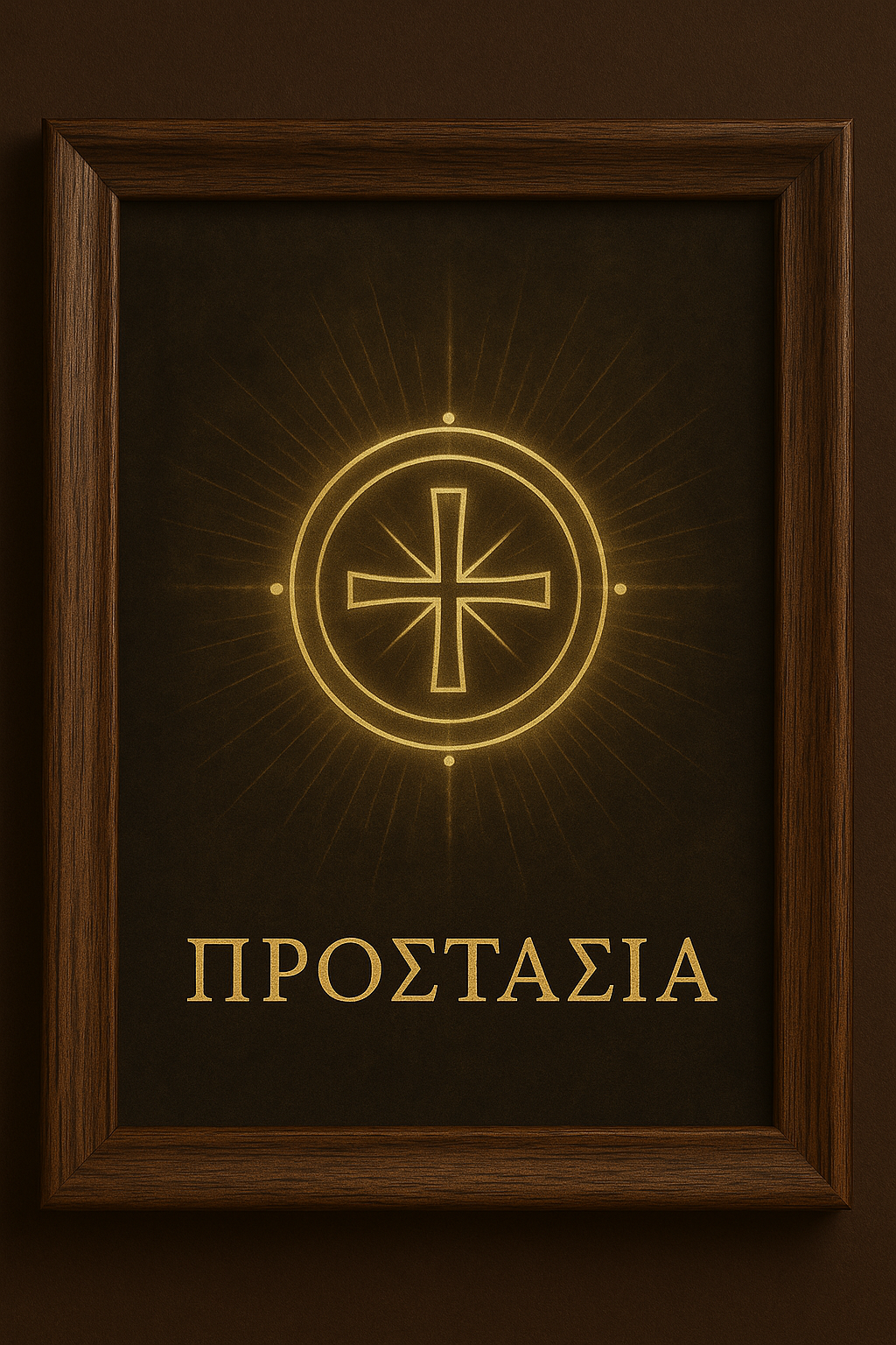 Σφραγίδα επιθυμίας “Προστασία” σε κορνίζα – σύμβολο ενεργειακής άμυνας και πνευματικής θωράκισης