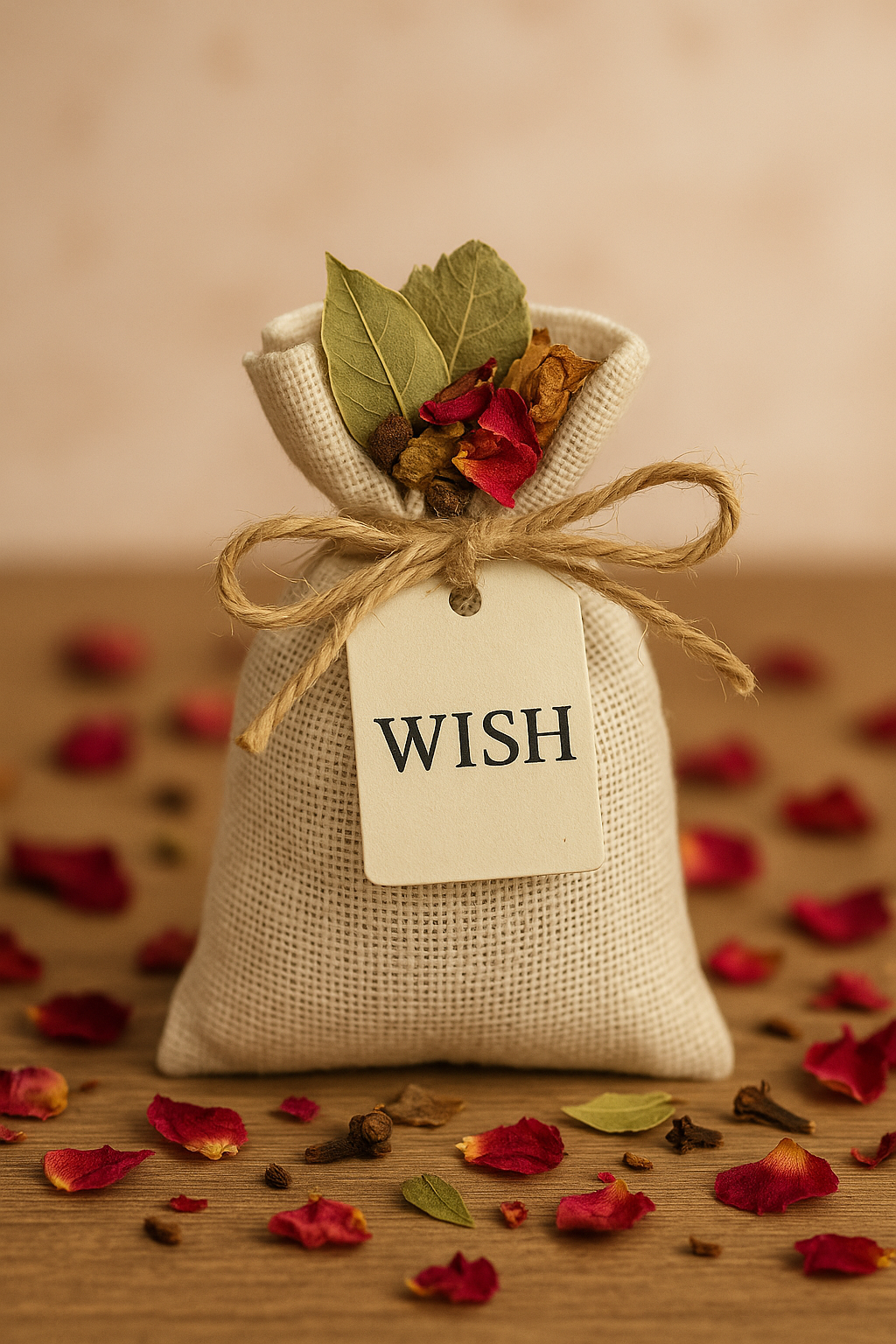 Wish sachet με ροδοπέταλα και δάφνη σε υφασμάτινη θήκη